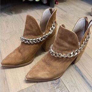 Steve Madden Brown Suede Chain Heeled Boots